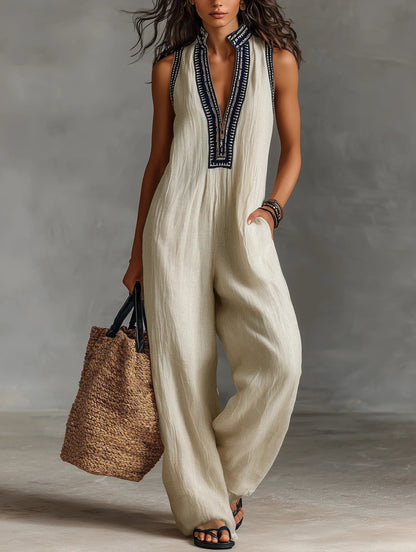 Fiona - Sleeveless Jumpsuit High Collar Zip