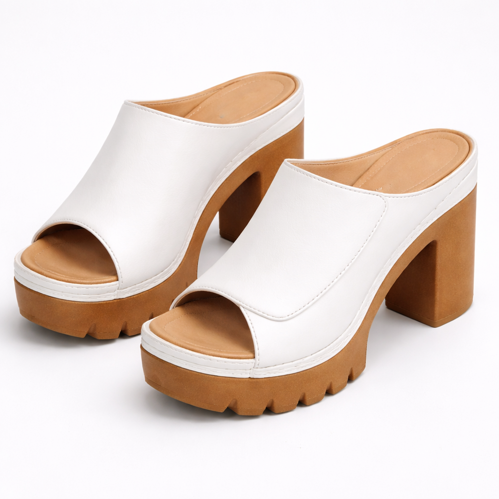 MULE À TALON PLATEFORME EN CUIR