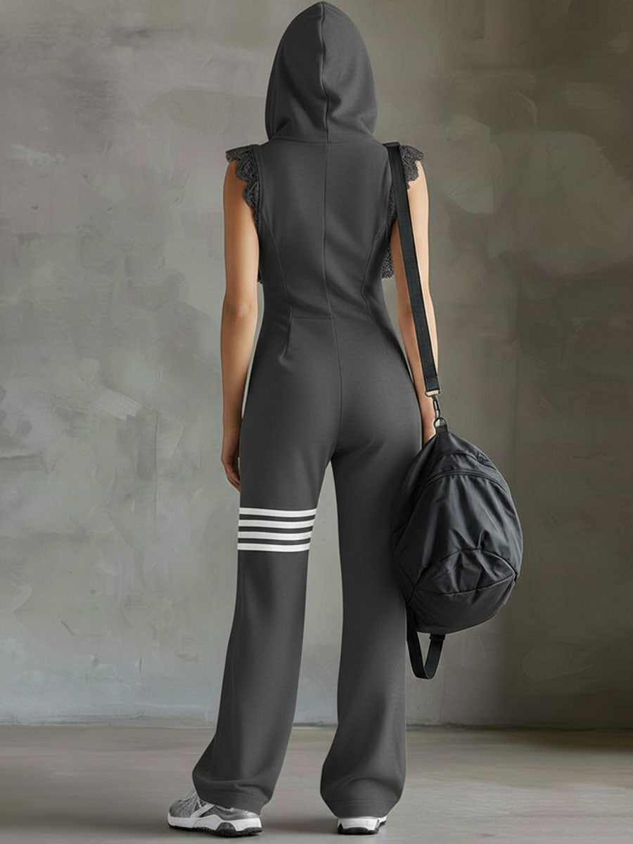 COMBINAISON SPORT RÉTRO GIANNA, CAPUCHE RAYURES