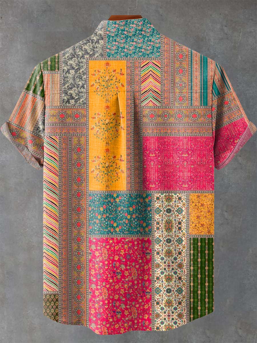 Patchwork Print Casual Shirt