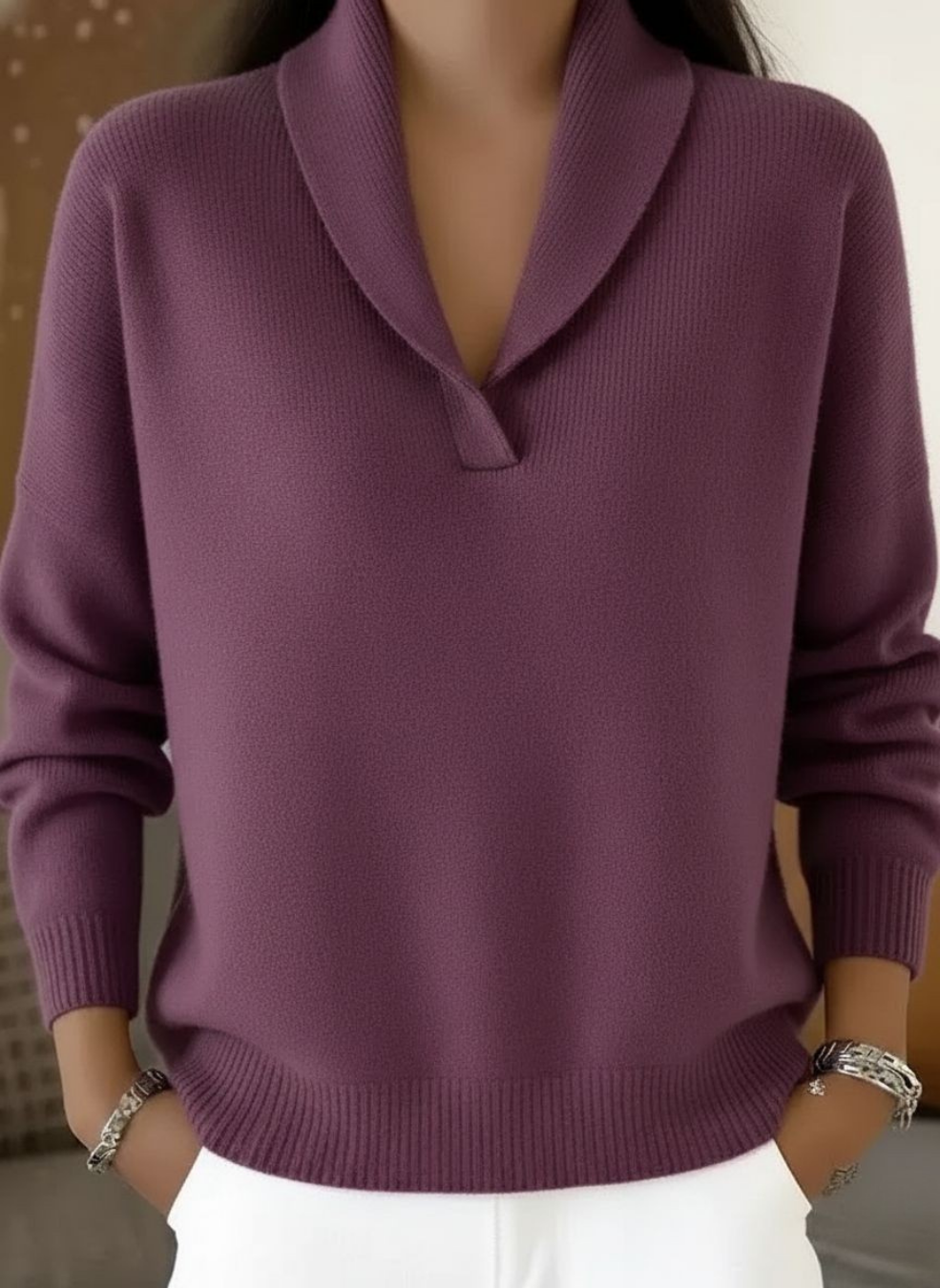 Relaxed V-Neck Knit Jumper