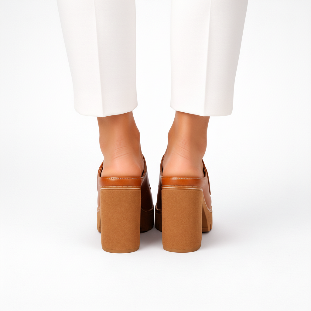 MULE À TALON PLATEFORME EN CUIR