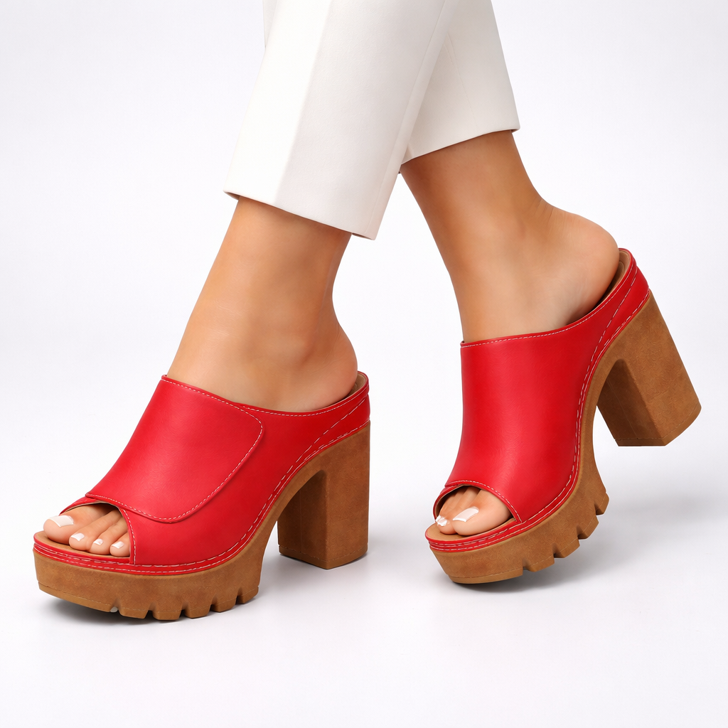 MULE À TALON PLATEFORME EN CUIR