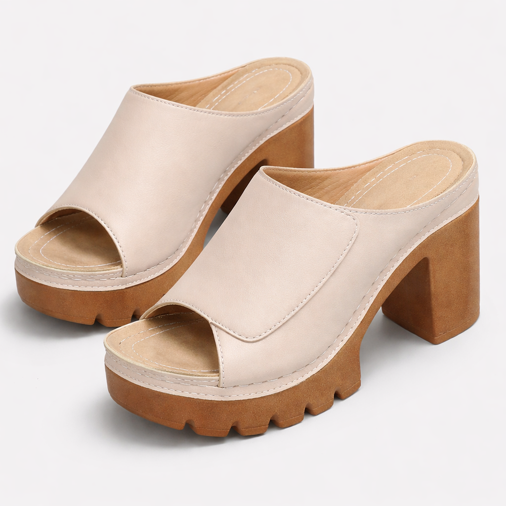 MULE À TALON PLATEFORME EN CUIR