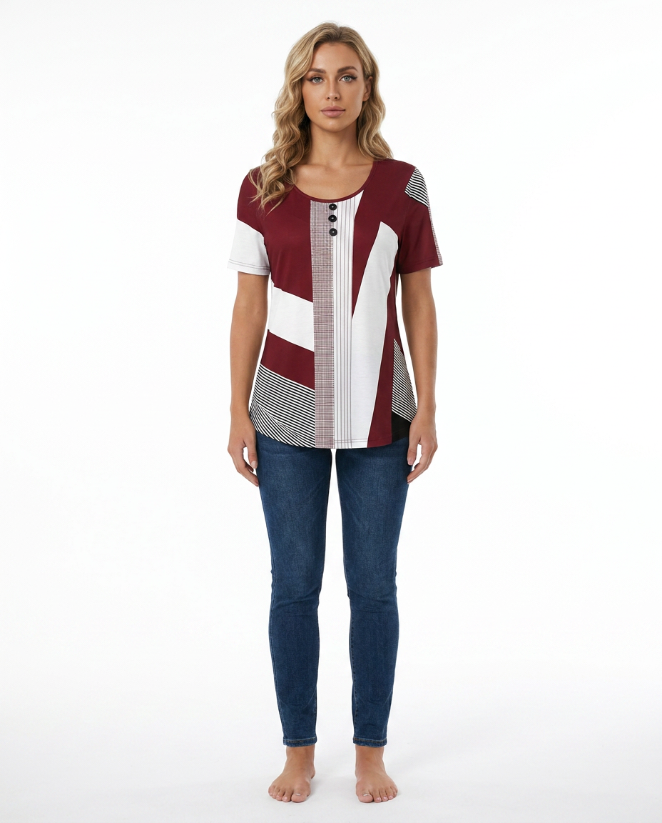 T-SHIRT À RAYURES CONTRASTÉES
