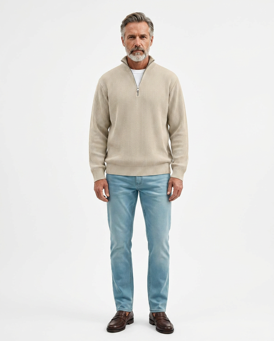 PULL À COL ZIPPÉ ÉLÉGANT