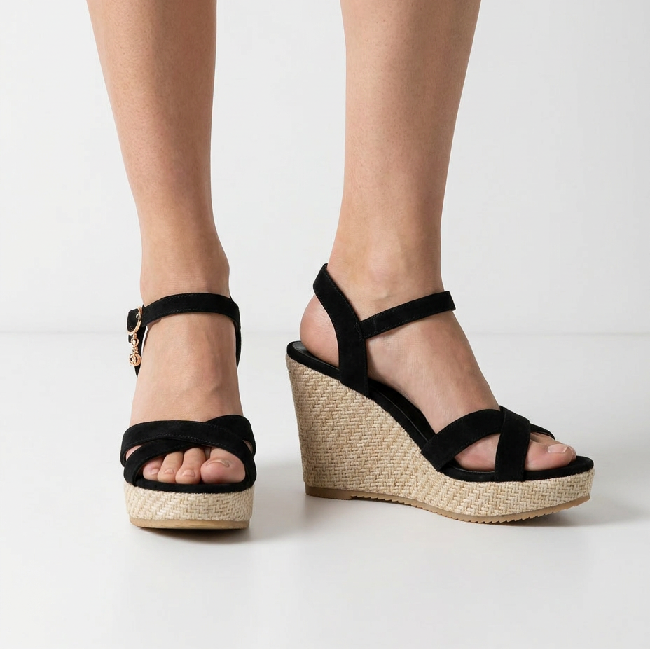 SANDALES COMPENSÉES À BRIDES CROISÉES