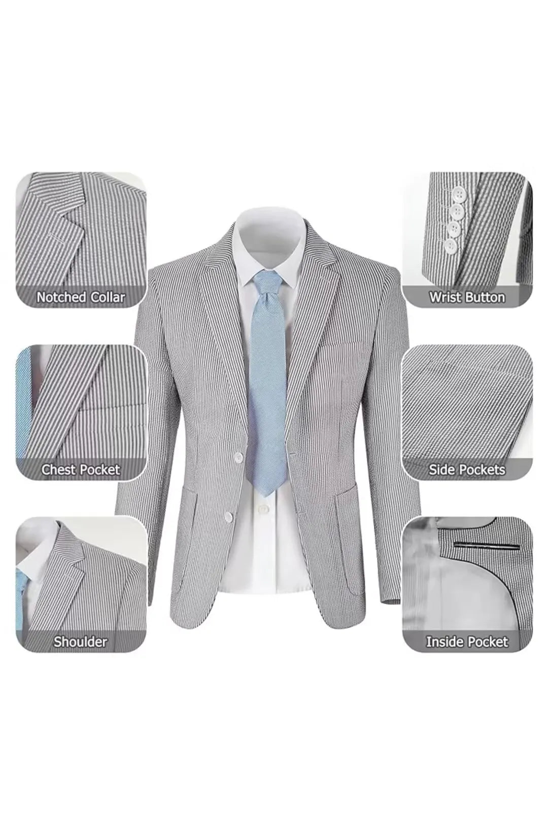 Striped Seersucker 2 Piece Suits