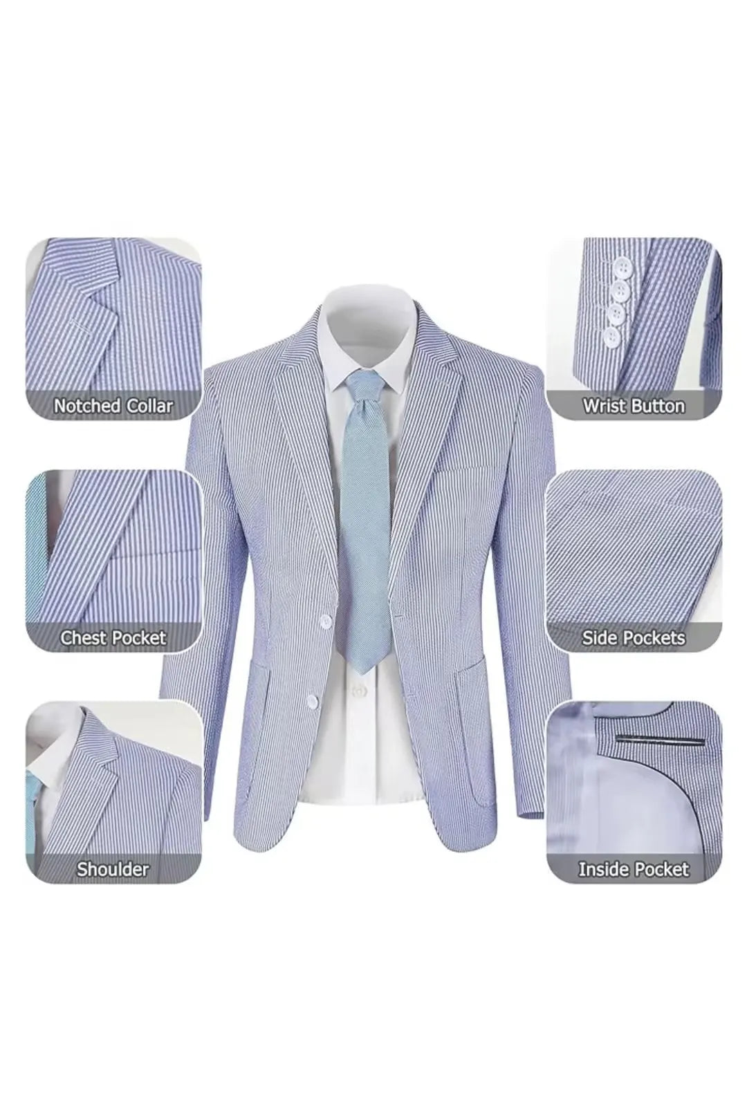 Striped Seersucker 2 Piece Suits