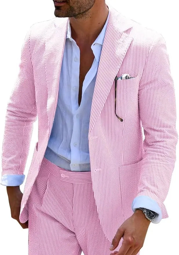Striped Seersucker 2 Piece Suits