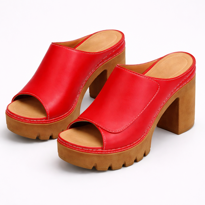 Leather Platform Heel Mule