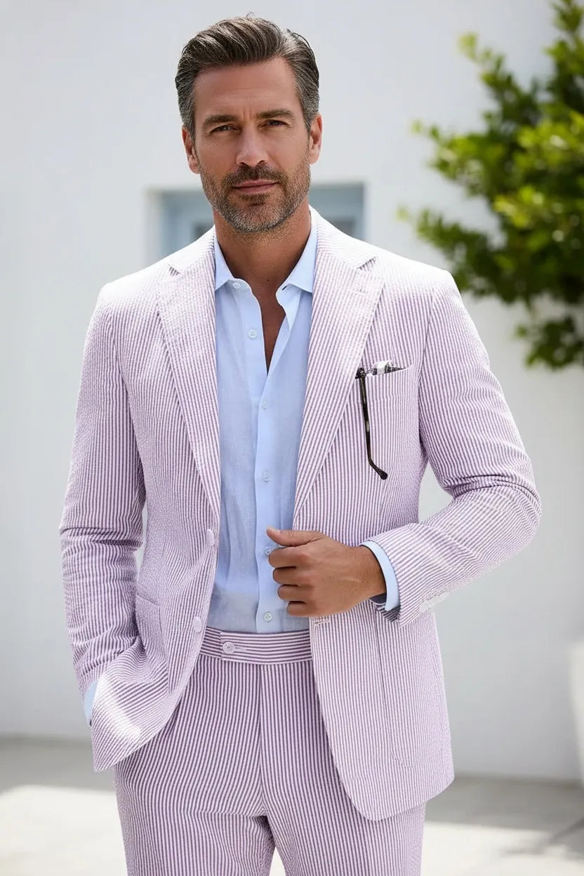 Striped Seersucker 2 Piece Suits