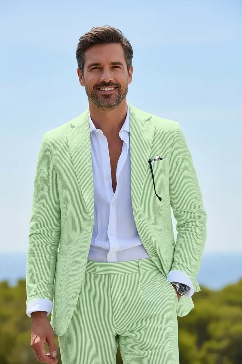 Striped Seersucker 2 Piece Suits