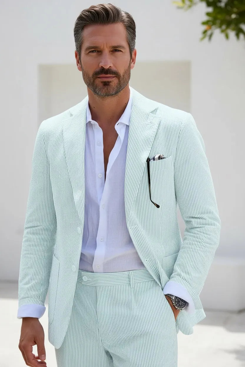 Striped Seersucker 2 Piece Suits