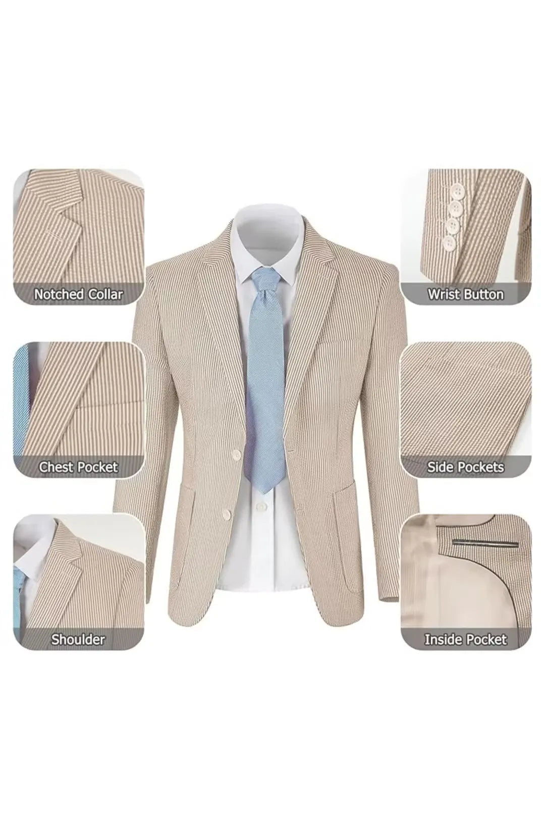 Striped Seersucker 2 Piece Suits