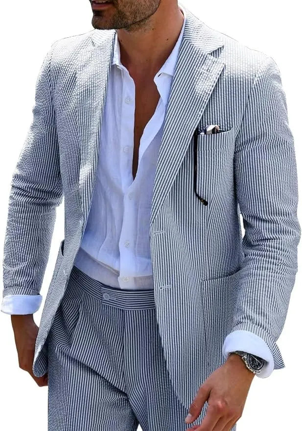 Striped Seersucker 2 Piece Suits