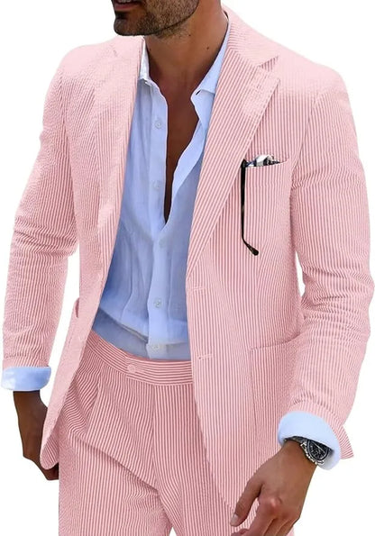 Striped Seersucker 2 Piece Suits