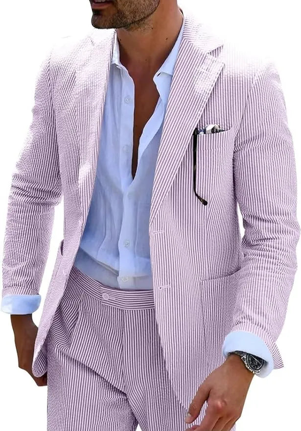 Striped Seersucker 2 Piece Suits