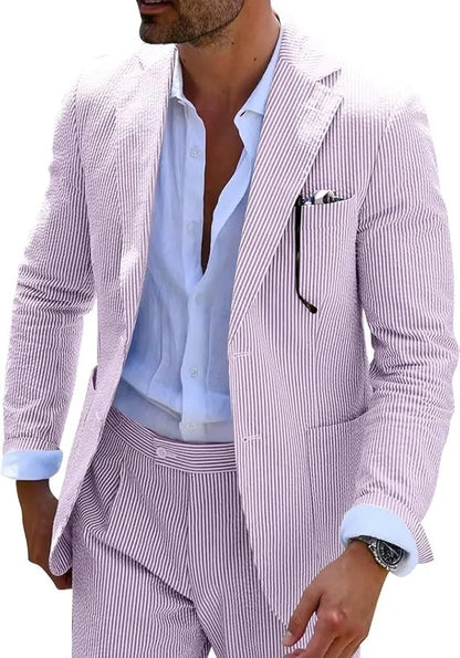Striped Seersucker 2 Piece Suits