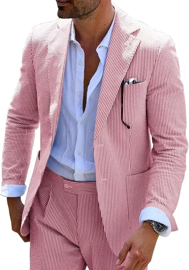 Striped Seersucker 2 Piece Suits