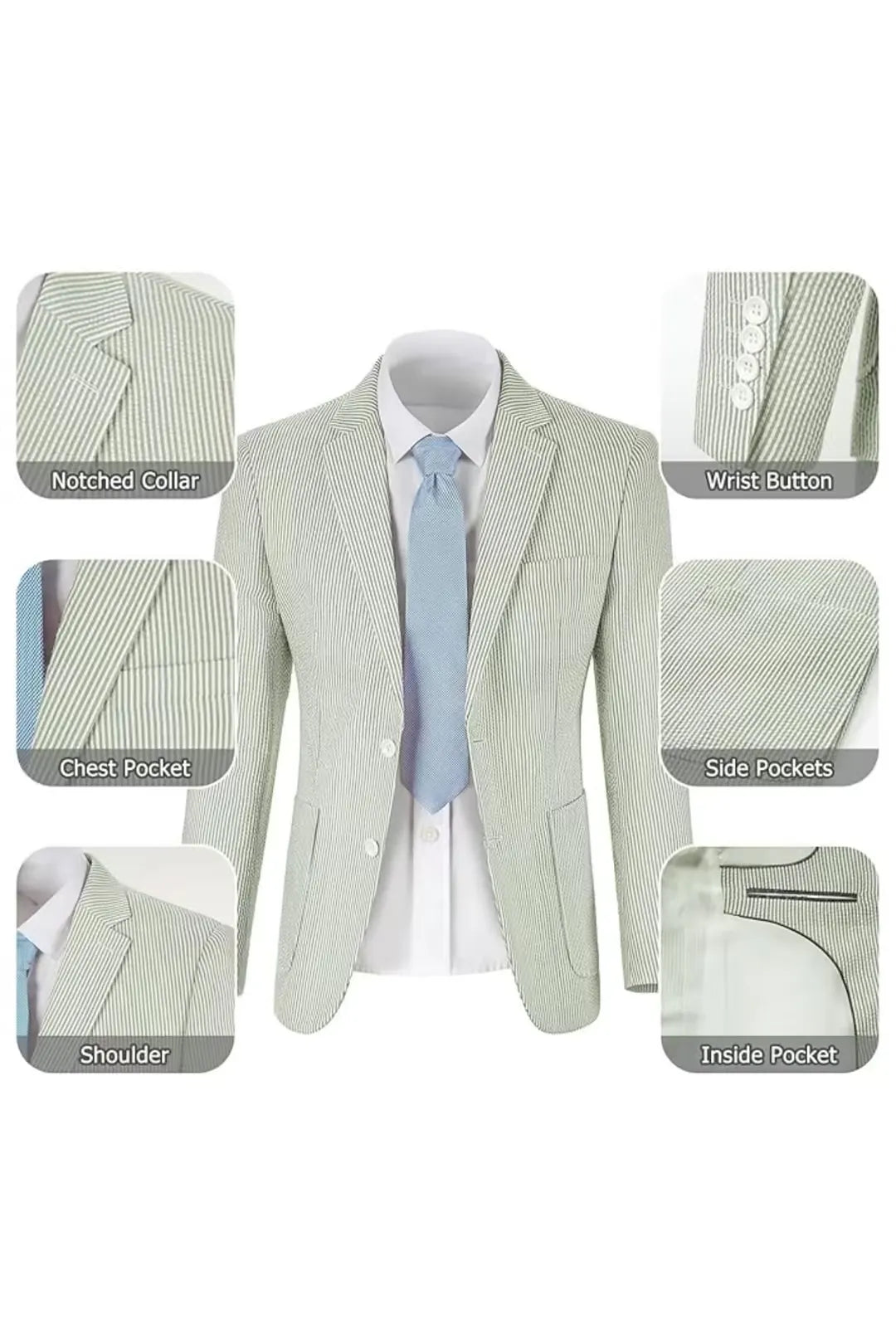 Striped Seersucker 2 Piece Suits
