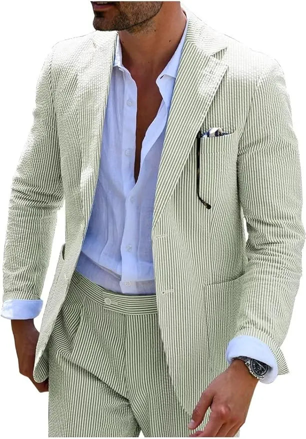 Striped Seersucker 2 Piece Suits