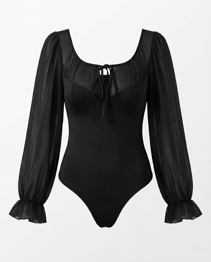 Tie Front Flounce Bodysuit