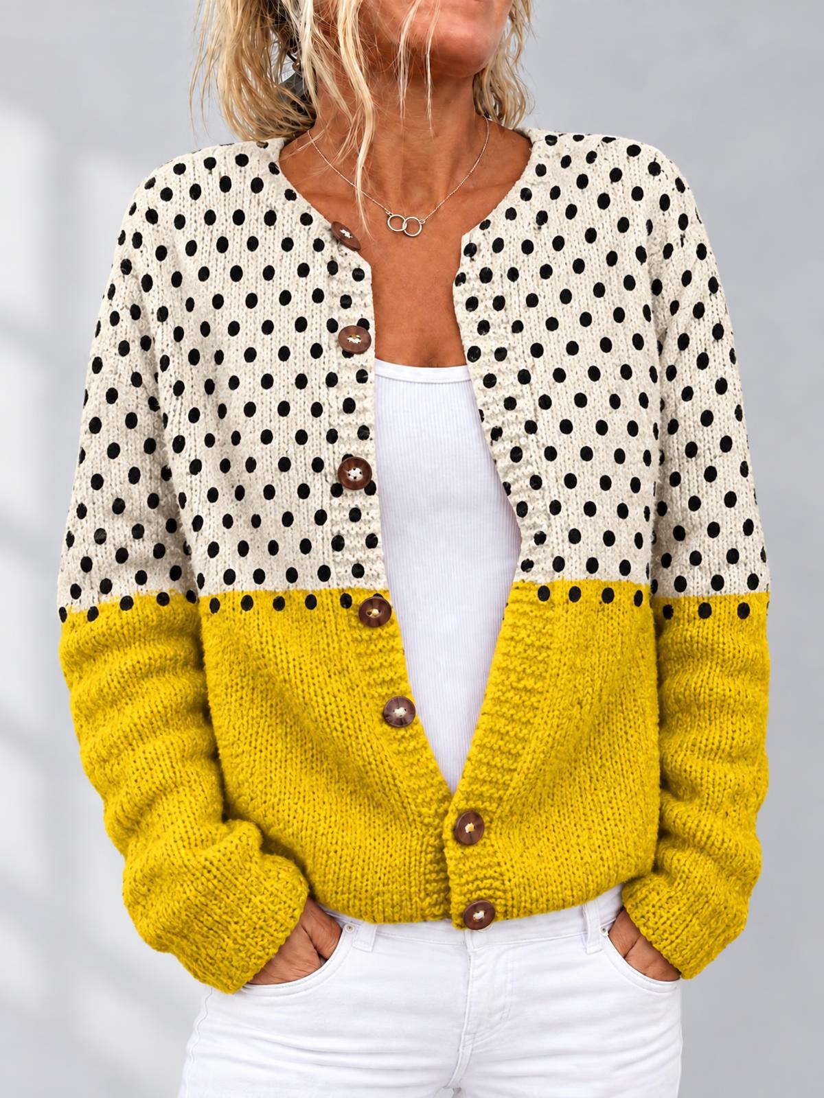CARDIGAN POIS MOUTARDE
