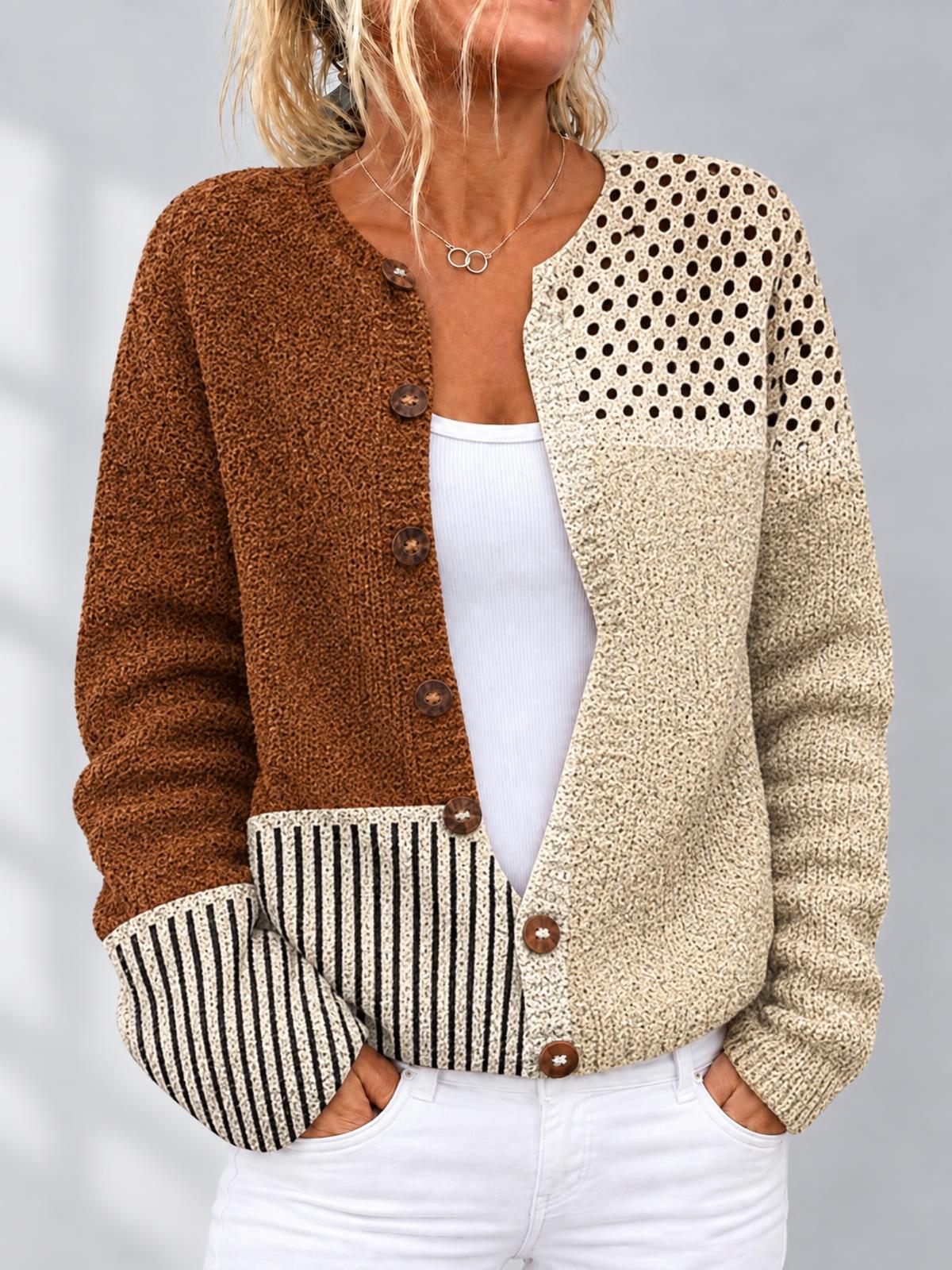 CARDIGAN PATCHWORK BICOLORE