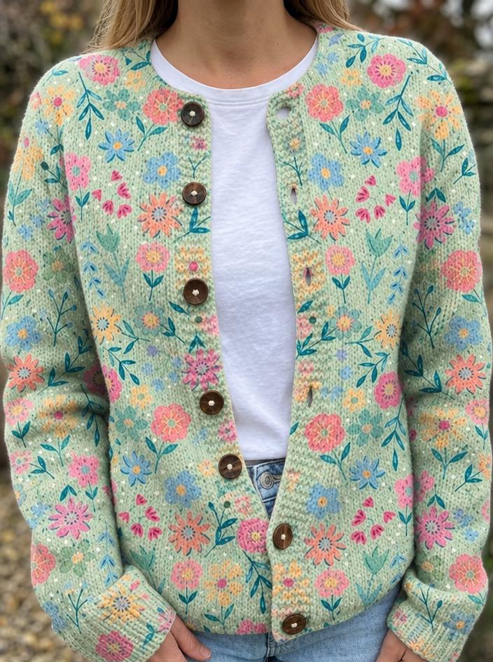 CARDIGAN MENTHE FLEURIE