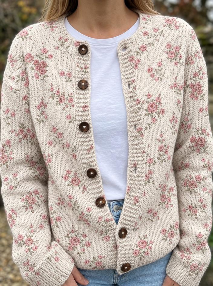 CARDIGAN ROSE PÉTALE ÉCAILLE